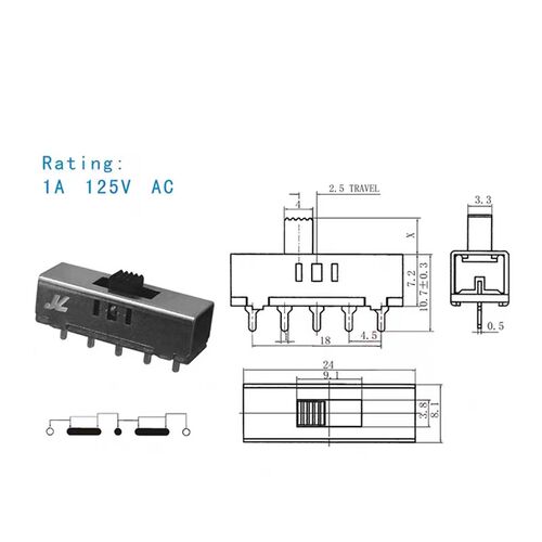 10只 SS-23E03拨动 5脚3档电动螺丝刀手枪转正反转滑动开关