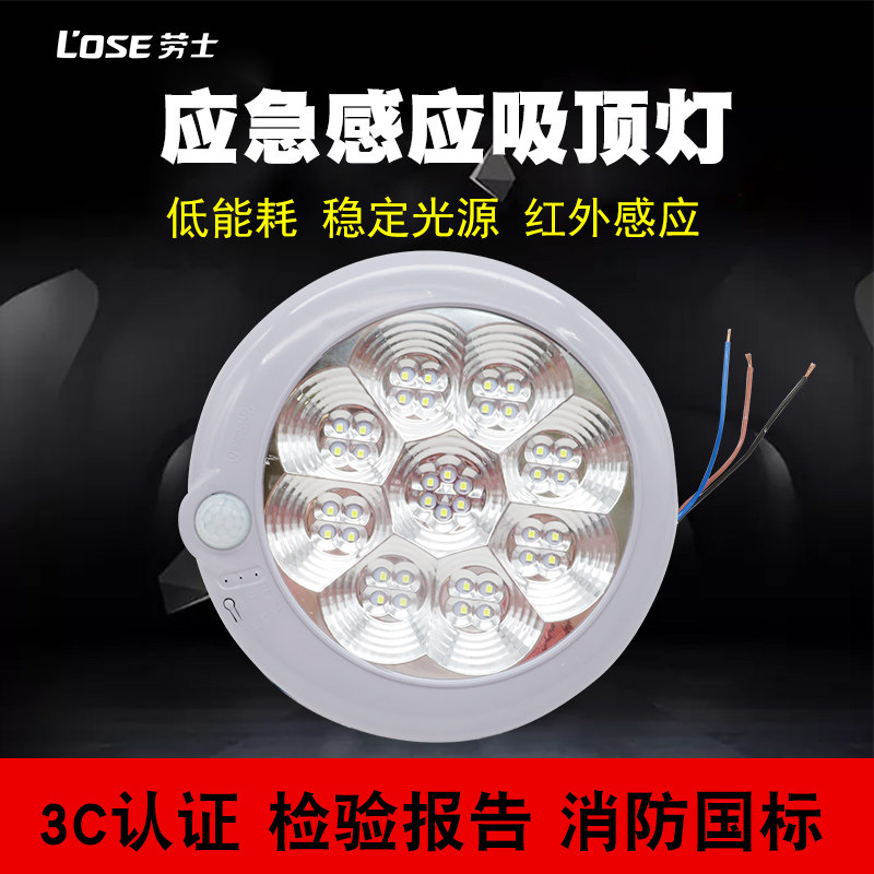 E5W1215消防应急灯 停电照明灯 吸顶式消防灯带人感应功能