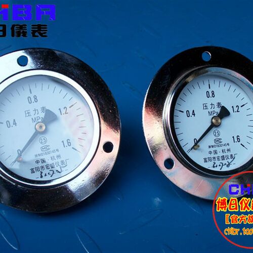 Y-60ZT轴向压力表0-1.6MPA水压表 气压表 面板压力表 背接压力表