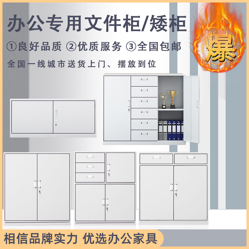 江苏省无锡市办公文件柜铁皮柜矮带锁多门柜资料档案柜更衣储物柜