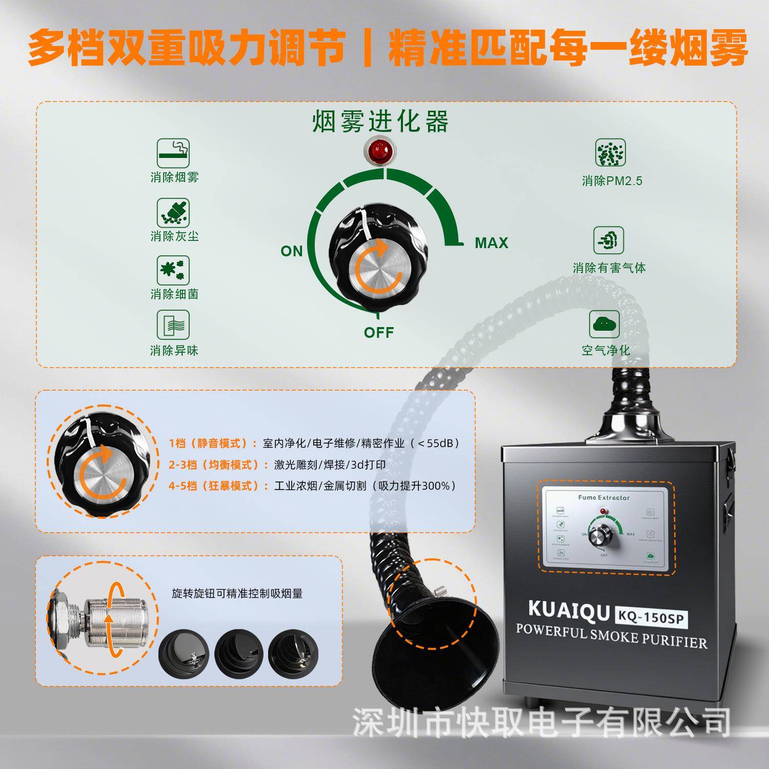 烟净化器单吸烟仪大功率1吸50W烟仪IHL维修烙铁烟雾净化KQ-150S雾