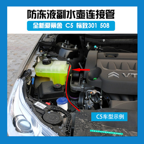 适配雪铁龙C5全新爱丽舍标致508标D志301防冻液副水壶水箱连接水