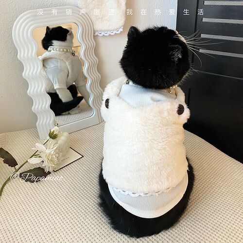 猫咪狗狗毛绒保暖衣服宠物皮草吊带绒背心泰迪博美小型犬布偶秋冬
