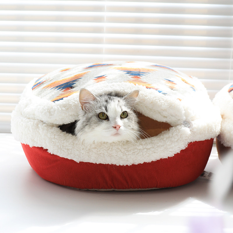 安全感铜锣烧猫窝圣诞节四季通用封闭式猫房子猫屋冬天睡觉用猫床