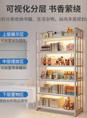 书架落地置物架家用电视柜旁展示架子玩具收纳层架客厅多层铁艺书