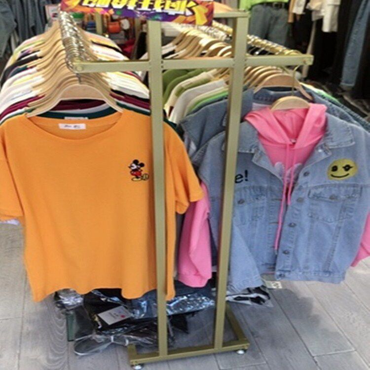 服装店展示架男女装双根杠衣服架子金色中岛双排货架童装中间侧挂