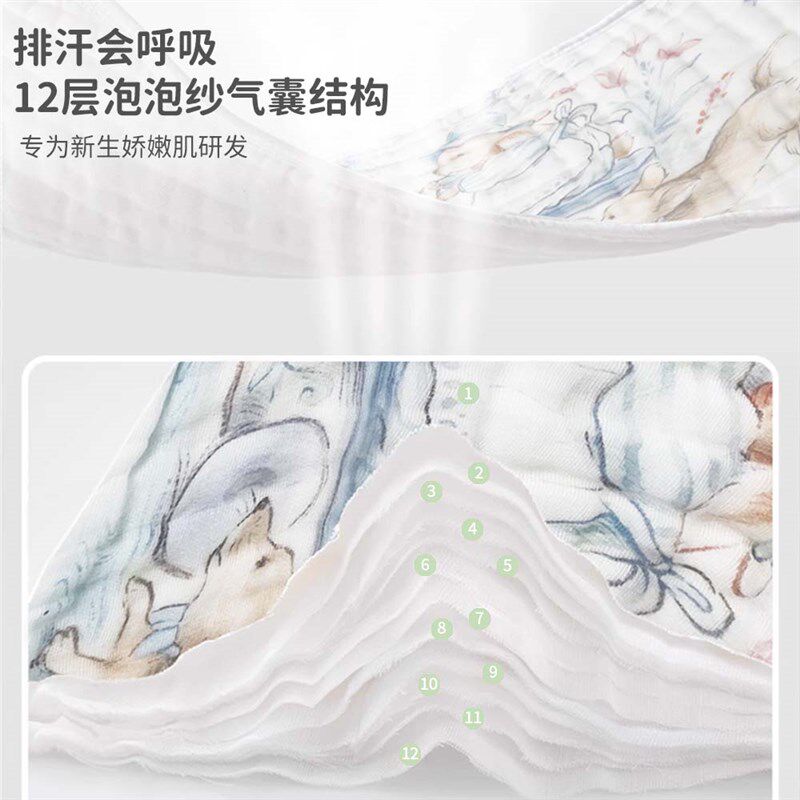 艾贝姆婴儿云片枕头夏季新款吸汗透气新生宝宝防吐奶纱巾布A类