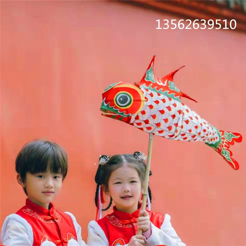 立体鱼灯笼可活动古装摄影道具纯手工可定做汉服装饰品竹制