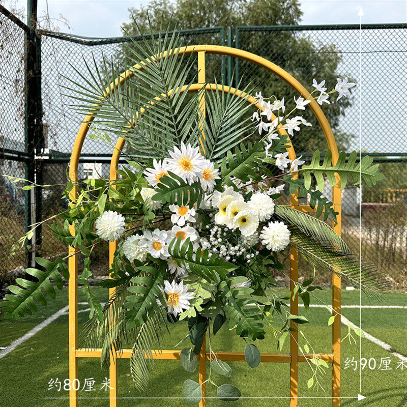 森系婚庆绿叶白色角花挂花盆花绢花路引室外婚礼摆件引路绿植排花