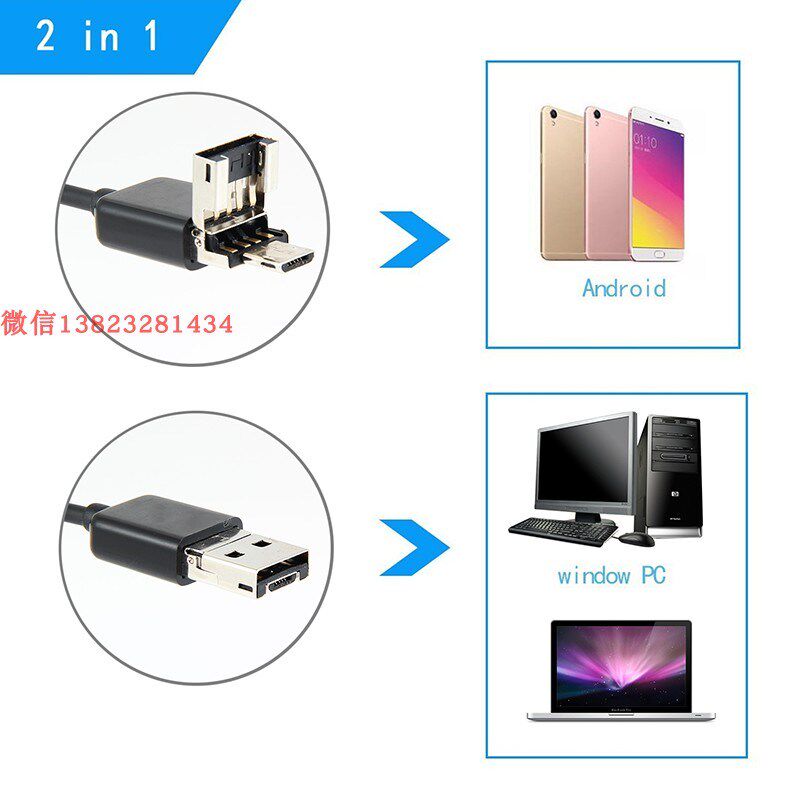 3.9mm高清USB手机便携可视工业内窥镜手持式管道机器内壁检查镜头
