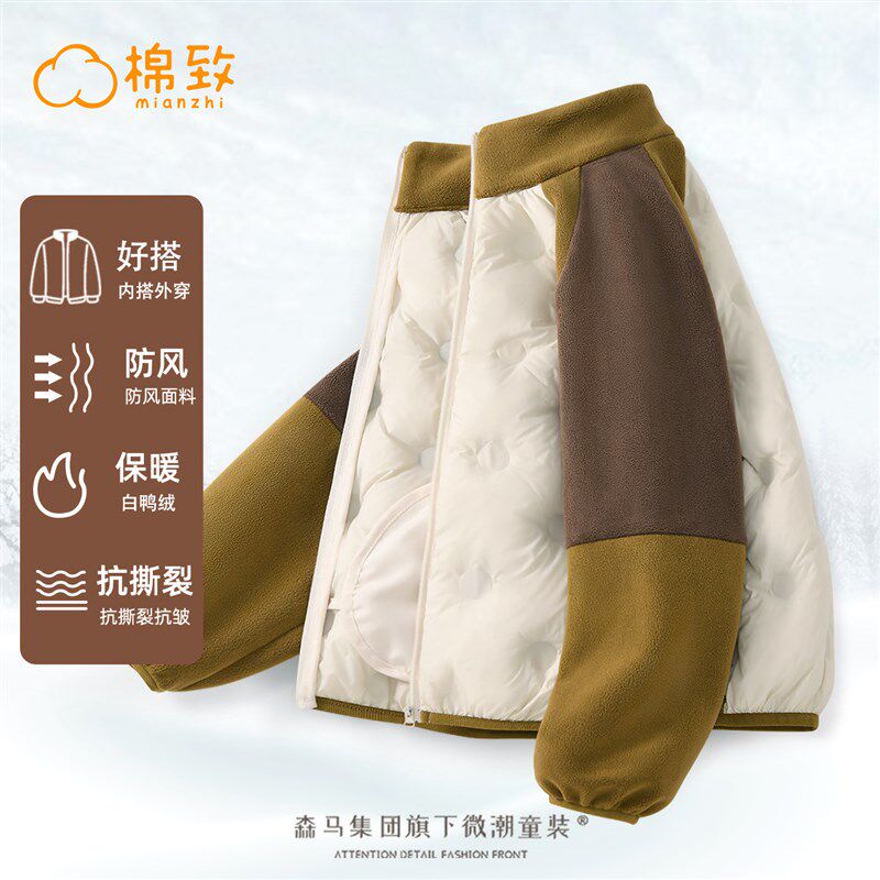 棉致童装女童羽绒服轻薄2023新款冬季女大童棉服外套秋冬儿童冬装