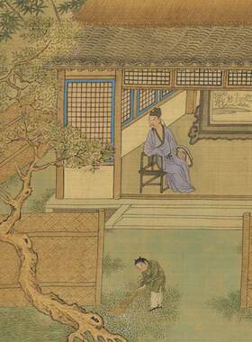 明代仇英游骑图微喷打印原大传统青绿山水画临摹画稿画心