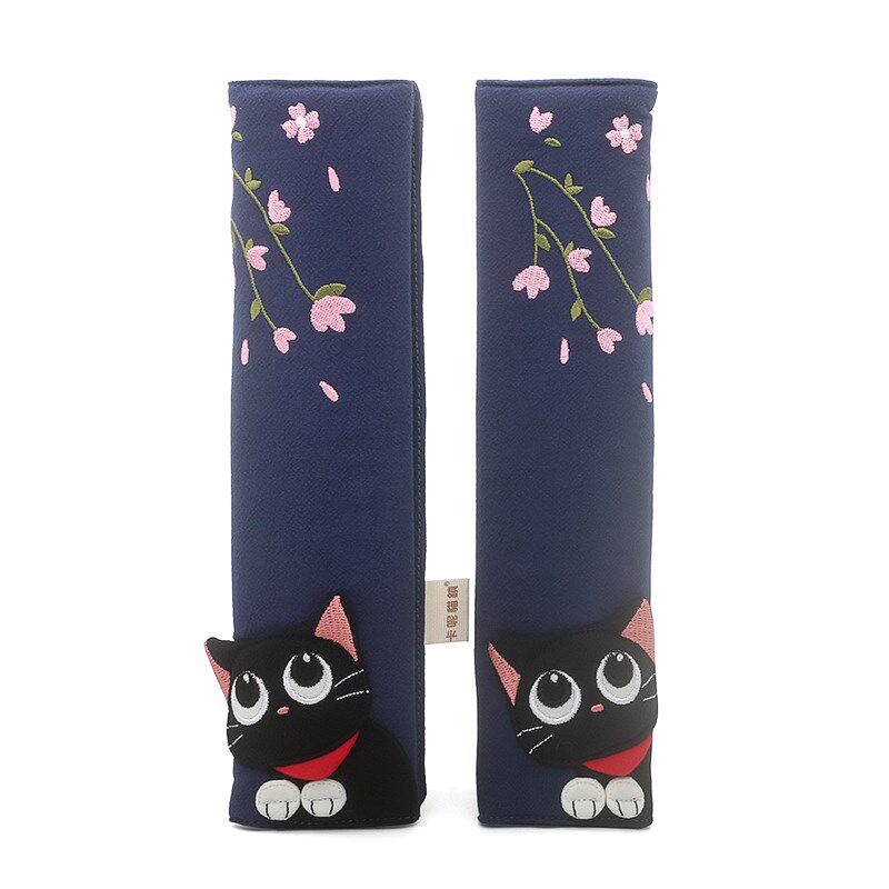 kine猫 樱花猫汽车安全带装饰护肩套卡通立体棉布可爱车内饰品女