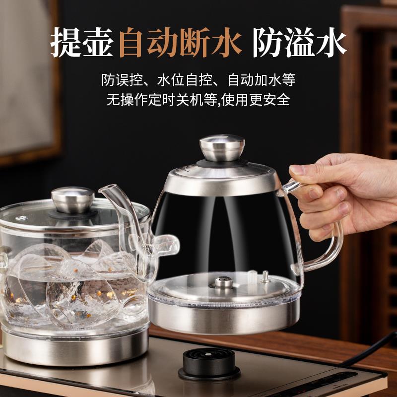底部双上水全自动烧水壶泡茶专用茶台一体电热磁玻璃茶炉煮茶具壶