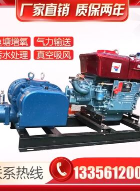 三叶罗茨鼓风机7.5kw15kw章晃同款水产养殖章丘65型小龙虾低噪音