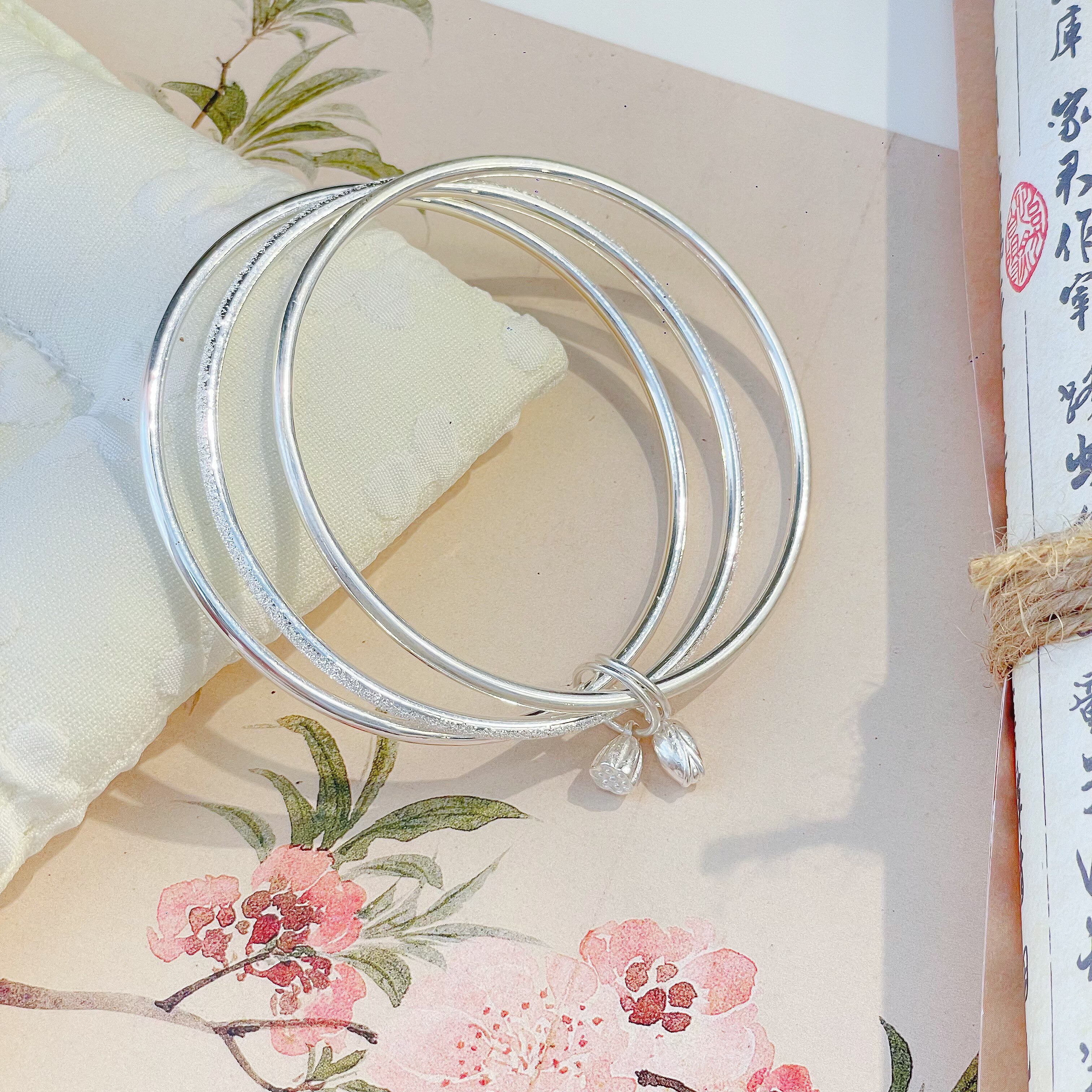梵际情人节礼物足银三生三世手镯