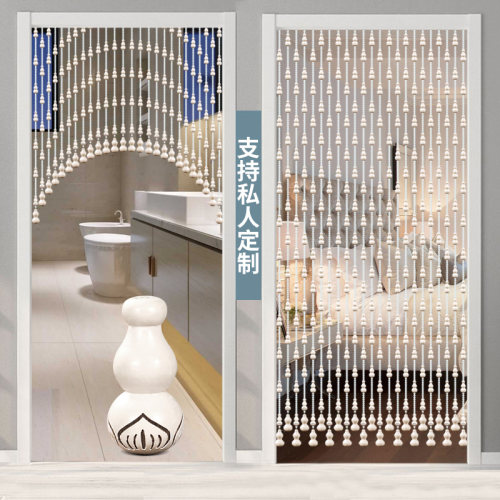 莲花桃木葫芦珠帘门帘玄关客厅屏风隔断水晶挂帘卫U生间家用免打
