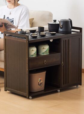 家用移动茶台非实木茶桌侧边茶水柜客G厅沙发边几小户型茶几新中
