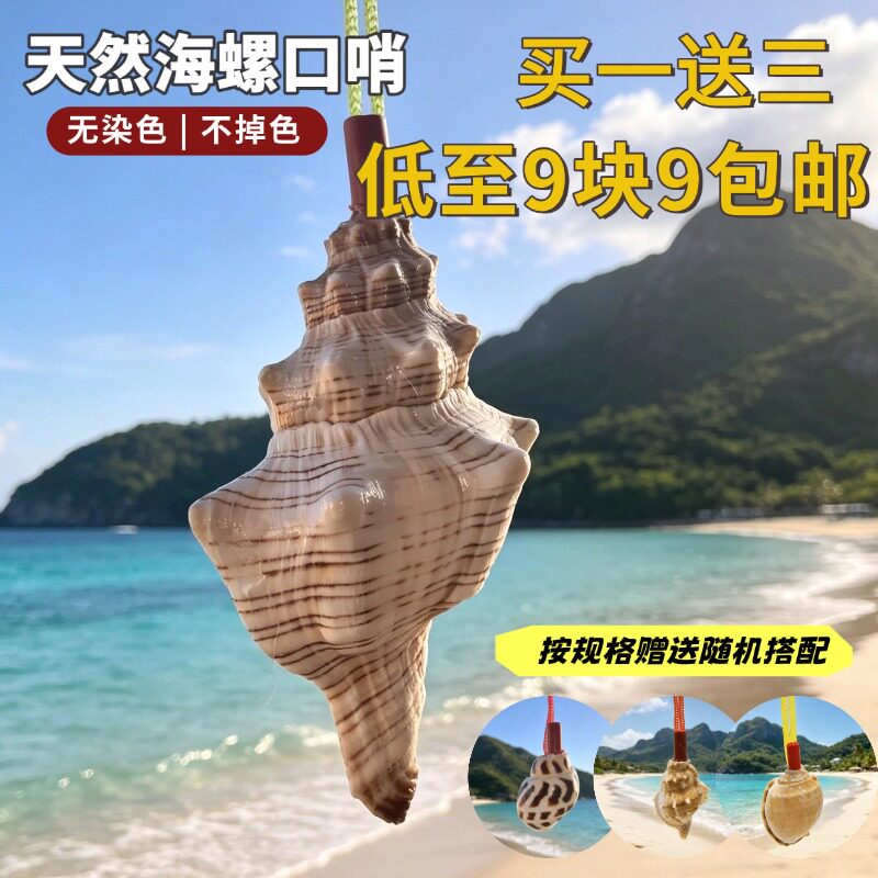 纯手工天然海螺贝壳口哨买一送三图片
