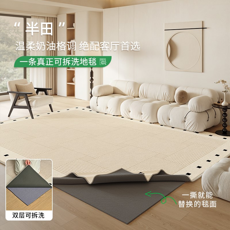 可机洗奶油风地毯客厅卧室2025新款可拆洗轻奢高级感隔音定制地垫