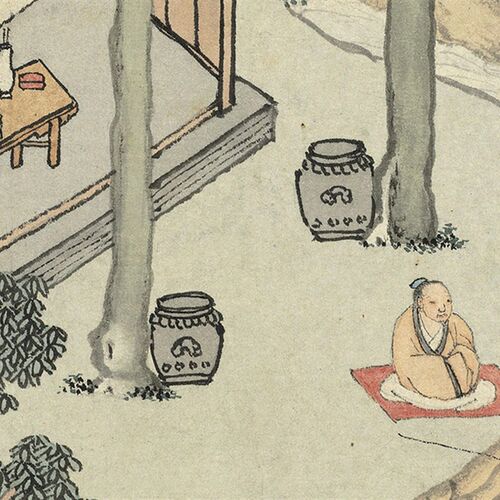 沈周钓月亭图古代山水人物画宣纸高清复制茶室客厅卧室挂画装饰画