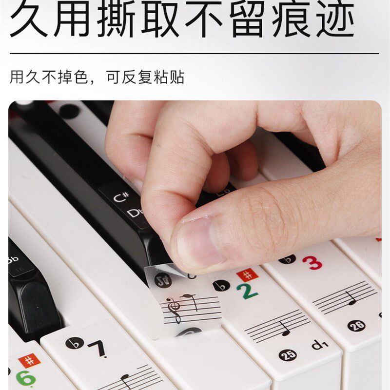 88/61/54键通用电子琴手卷钢琴琴贴钢琴键盘贴纸五线谱简谱键位贴
