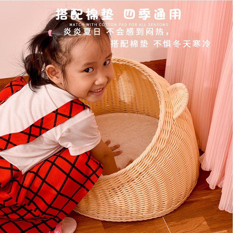 藤编猫窝狗窝四季通用透气环保无异味手工宠物用品手工垫子别墅屋