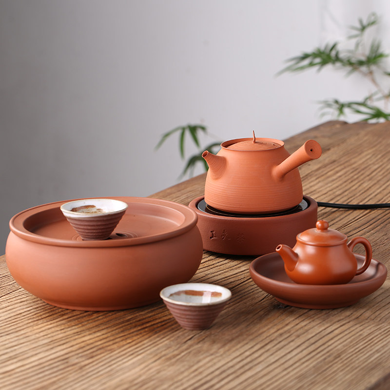红泥工夫泡茶炉套装迷你小型黑晶炉复古煮茶器烧水壶防烫茶壶礼盒