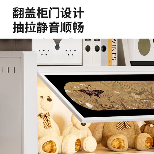 钢制中古风书架落地置物架靠墙一体客厅家用多功能收纳书柜储物柜
