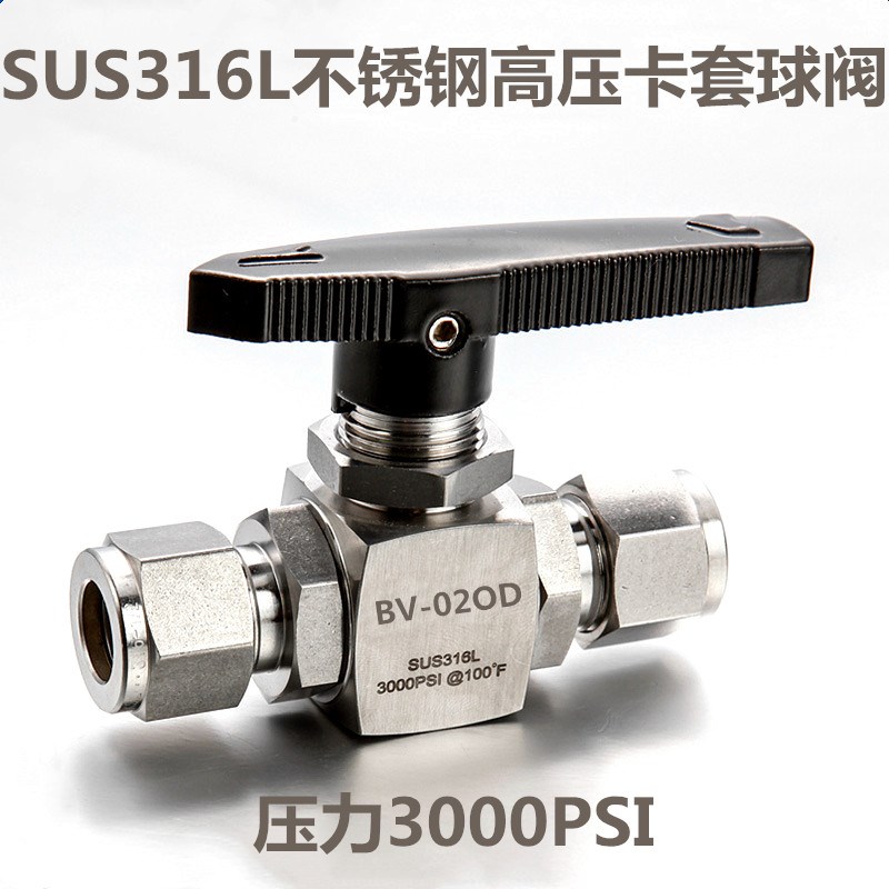 316L不锈钢高压卡套直通球阀3000PSI面板安装两通仪表阀门BV 1/16