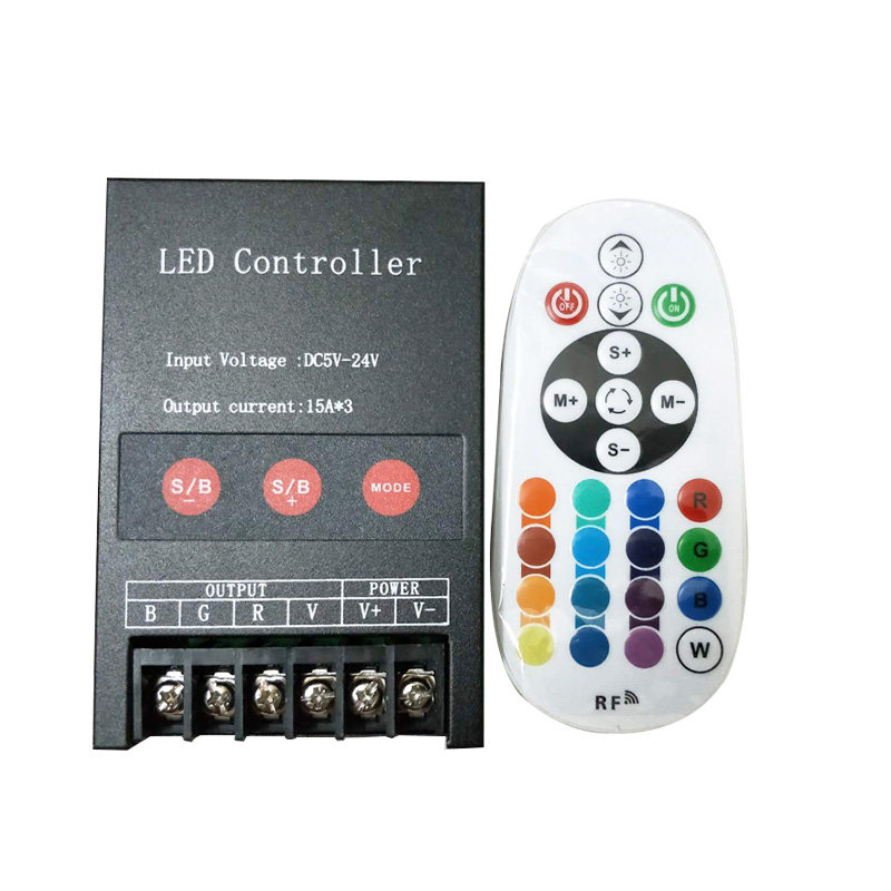 12V/24V LED灯带七彩RGB铝壳控制器 RF射频25键遥控器45A