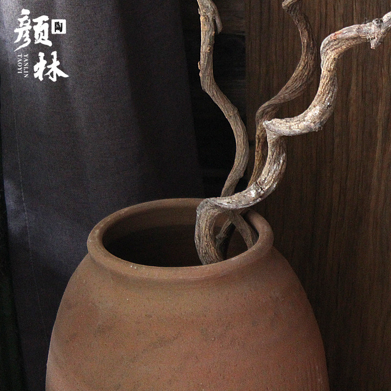 翁缸粗陶装饰做旧陶罐复古落地花瓶组合禅意土罐仿古中式艺术老罐