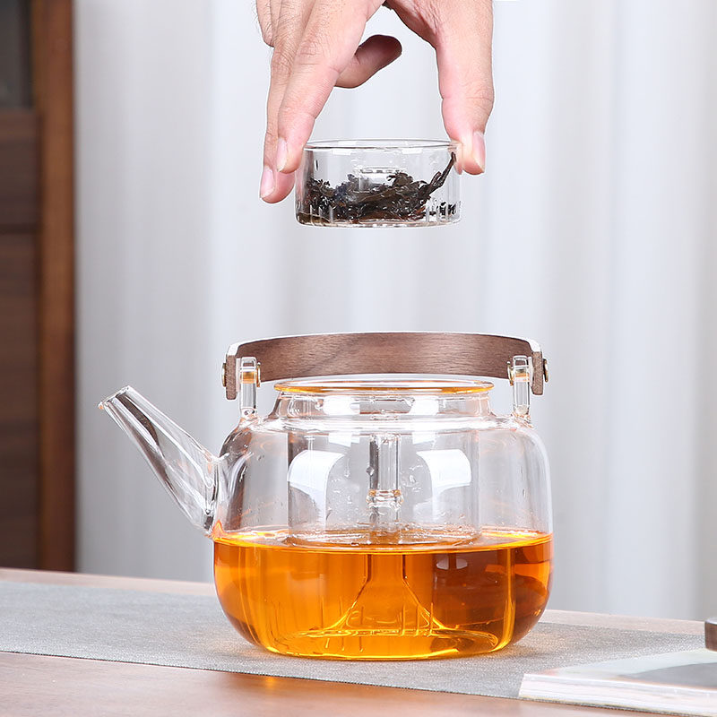 甲馨胡桃木煮茶壶煮茶器新款加厚玻璃耐高温烧水泡茶电陶炉煮茶炉