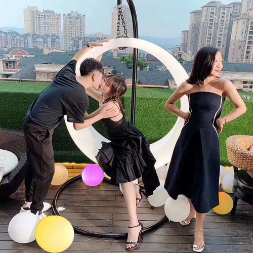 发光秋千灯遥控变色舞台表演吊环圆环吊灯公园户外活动亮化装饰灯