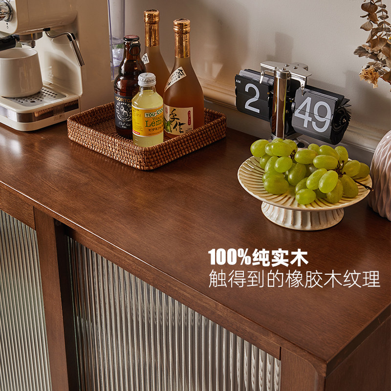实木北欧餐边柜酒柜客厅储物柜一体靠墙薄矮柜落地家用厨房碗柜子图片