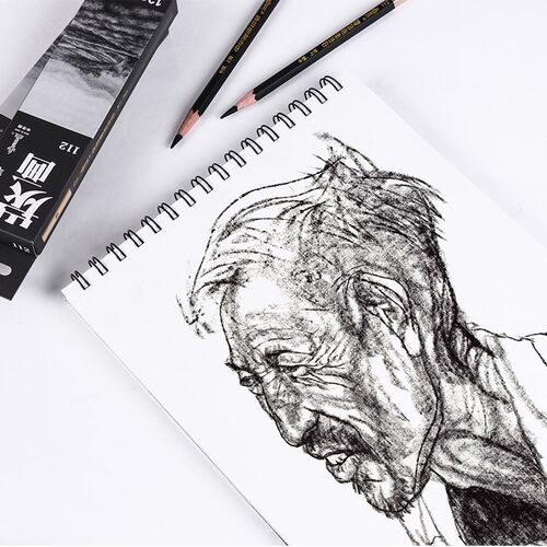 中华牌碳化铅笔软中硬美术素描炭化笔肖像美术生绘画软笔描速写炭