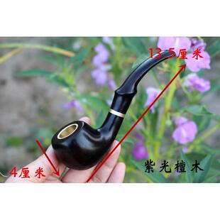 烟用斗木烟质TGP黑檀木复古木纹老式弯式两过大滤斗花梨木制烟嘴