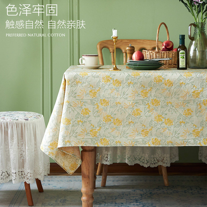 美式桌布轻奢高级感田园茶几布定制餐布圆桌餐桌台布盖布圆桌挂布