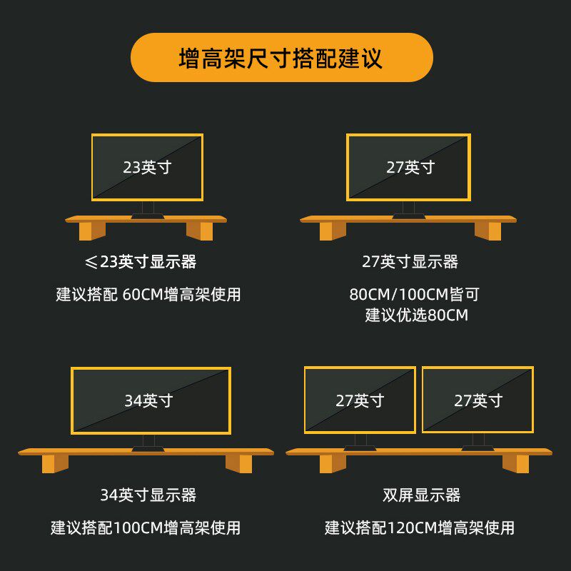 纯实木电脑增高架办公室台式显示器屏幕抬高托架工位桌面收纳架子