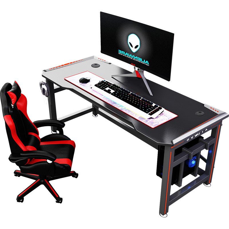 电脑桌台式电竞桌椅套装游戏用可放主机家用卧室学习办公大书桌子