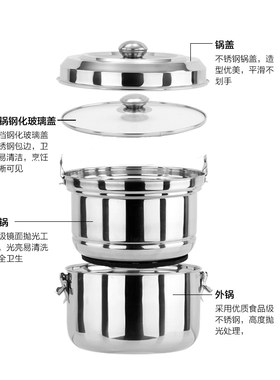 威购免火再煮锅焖烧锅304不锈钢节能锅家用闷烧锅保温锅两用汤煲