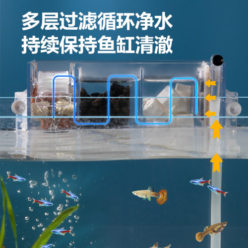 小鱼缸上置过滤器系统小型壁挂瀑布式乌龟专用过滤盒净水循环吸粪