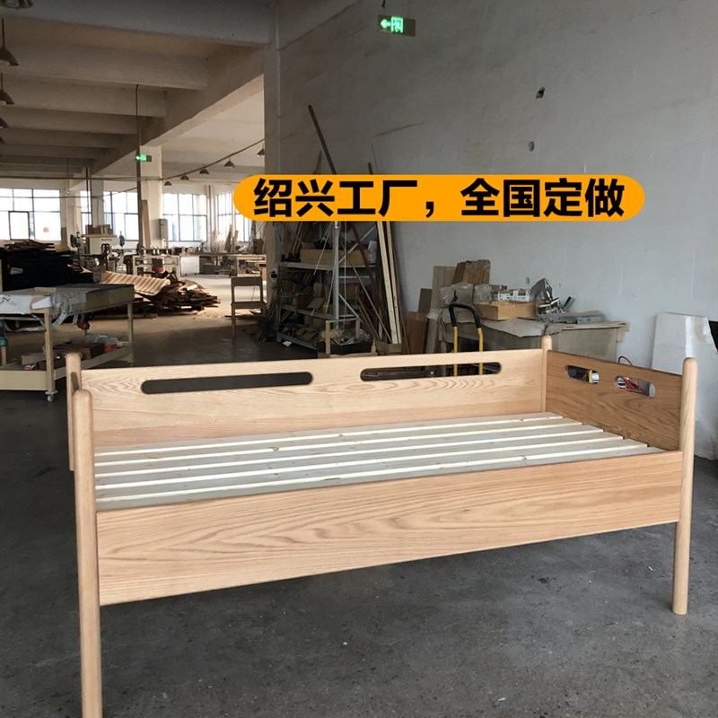 北欧日式全实木儿童飘窗拼接床橡木原木婴儿床小卧室主卧小床定制