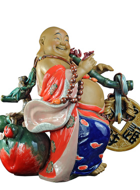 石湾公仔工艺精品家居门客厅电视柜办公室招财装饰弥勒笑佛像摆件