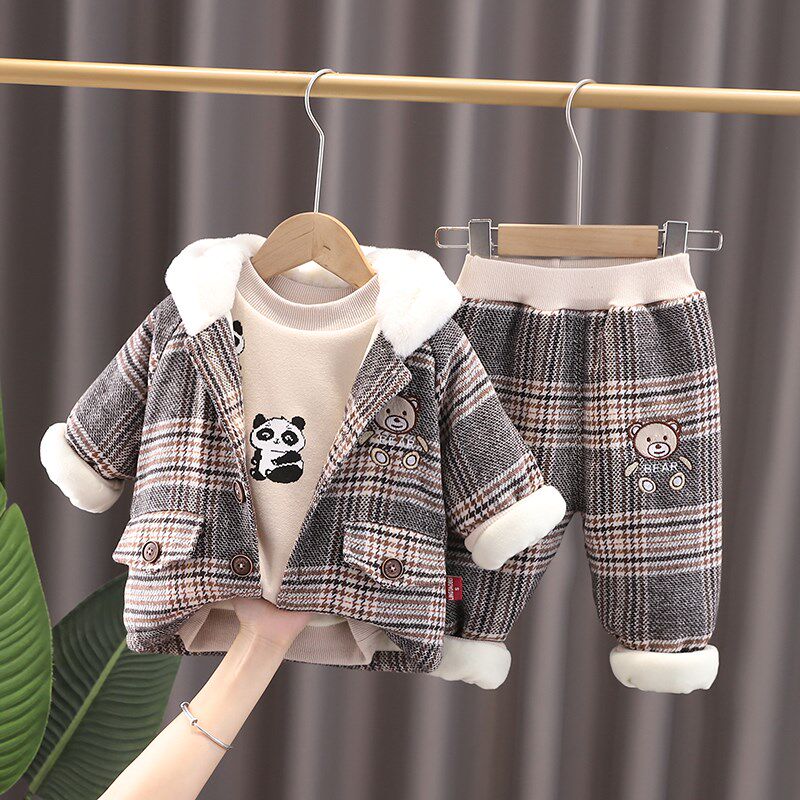 婴儿套装0-3岁半2男宝宝4衣服8冬款6-12个月5女宝冬装加绒三件套1
