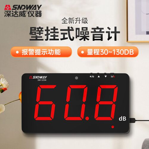 深达威SW-525A壁挂式分贝测试仪噪音计噪声检测仪器声音音量测量