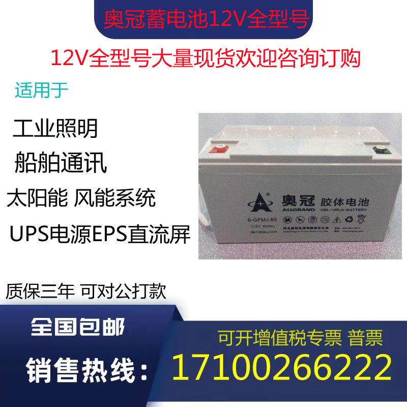 奥冠蓄电池12v24ah38ah40ah65ah100ah120ah150ah200ah胶体太阳能