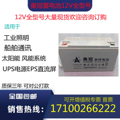 奥冠蓄电池12v24ah38ah40ah65ah100ah120ah150ah200ah胶体太阳能