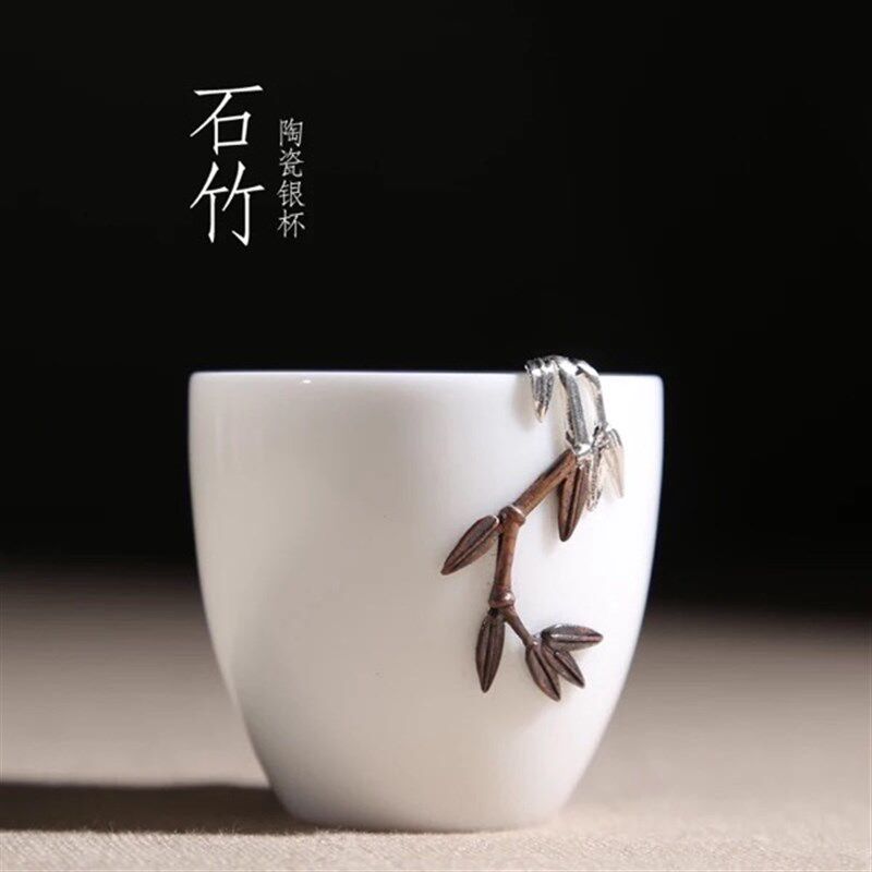 锔善有道 创意梅兰竹菊 银饰 铜银结合新工艺锔瓷银钉