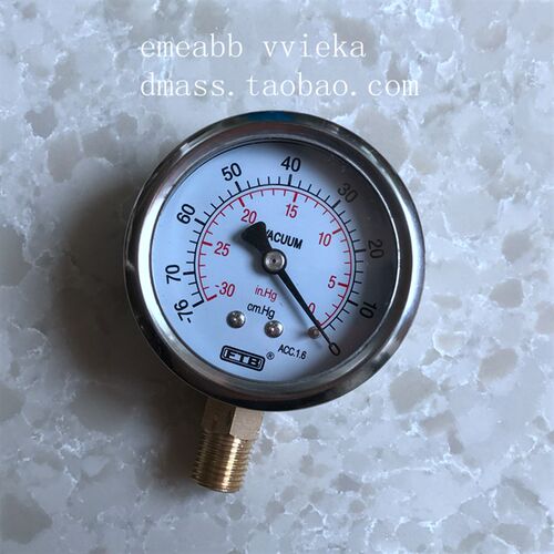 双叶压力表FTB径向-76-0cm.Hg真空表-30-0in.Hg负压表螺纹PT1/4